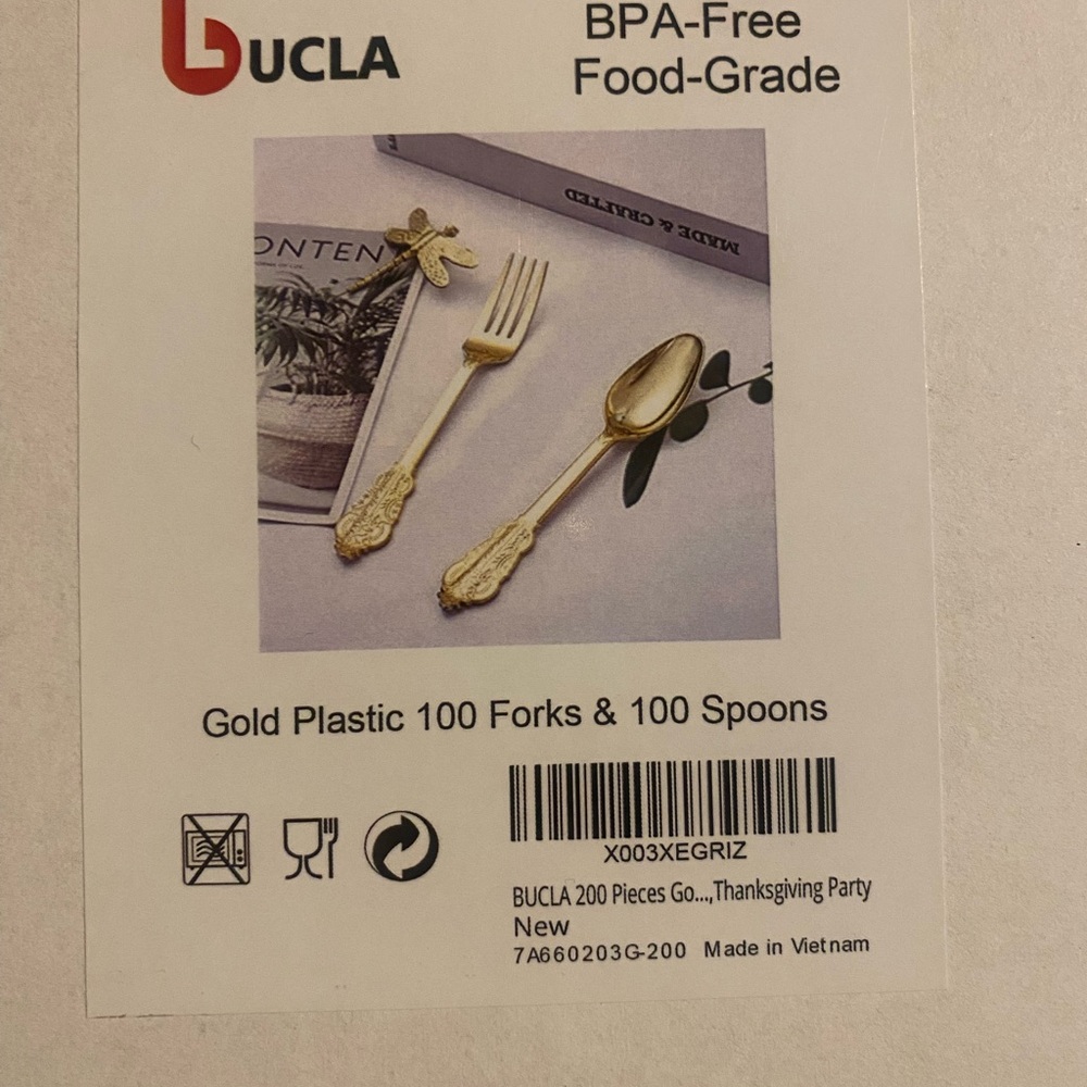 BUCLA Gold Plastic Forks and Spoons Set